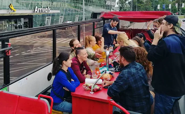 Enjoy Bratislava party bus with the on-board bar and sound system, ideal for large groups.